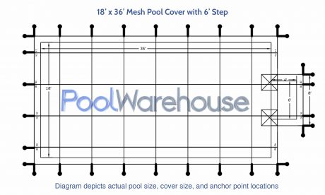 18 x 36 Mesh Pool Cover with 6' Step