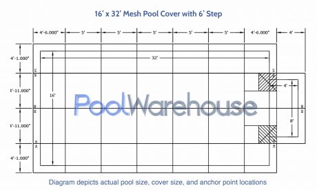 16 x 32 Mesh Pool Cover with 6' Step