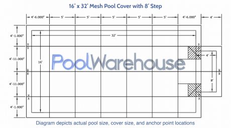 16 x 32 Mesh Pool Cover with 8' Step