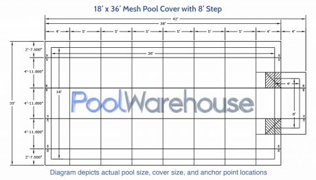 18 x 36 Mesh Pool Cover with 8' Step