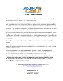 Island Umbrella 1-Year Warranty