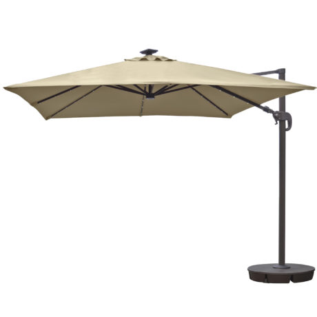 Santorini II Fiesta 10-ft Square Cantilever Solar LED Umbrella in Sunbrella Acrylic