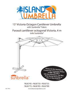 Victoria 13-ft Octagonal Cantilever Patio Umbrella in Sunbrella Acrylic Manual