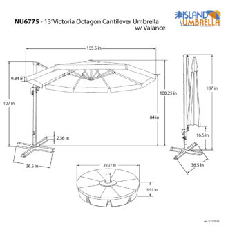 Victoria 13-ft Octagonal Cantilever Patio Umbrella in Sunbrella Acrylic