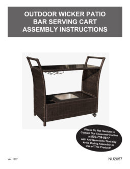 Island Retreat Outdoor Wicker Bar Cart with Drink Wells and Ice Tray Manual