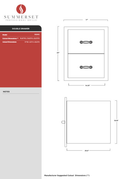 Summerset Double Drawer Spec Sheet