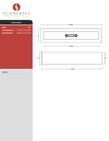 Summerset Utility Drawer Spec Sheet
