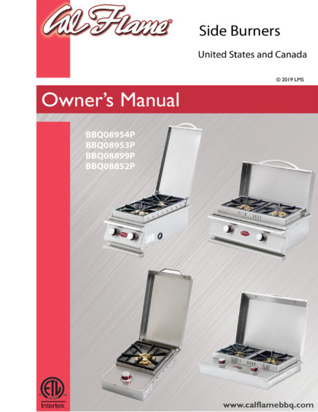 Cal Flame Deluxe Drop-In Double Side Burner Owners Manual
