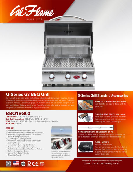 Cal Flame G Series Built-In 3 Burner BBQ Grill Brochure
