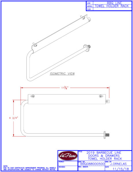 Cal Flame Paper Towel Holder Rack Line Drawings