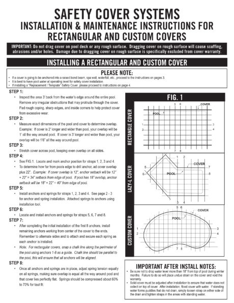GLI Safety Cover Installation Instructions