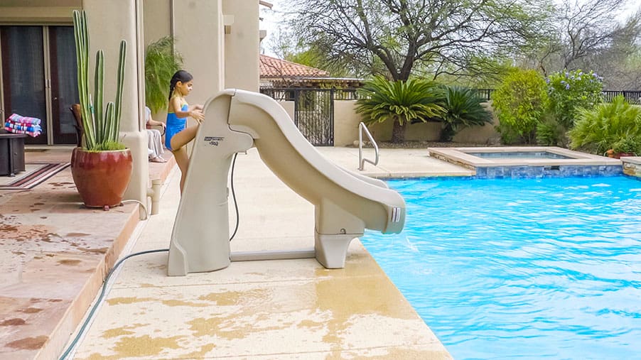 Slideaway Swimming Pool Slide, Portable Slide For Inground Pool